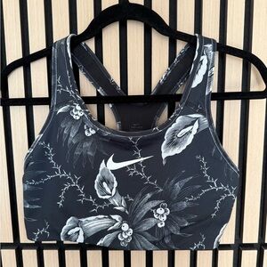 Nike Women's Black and White Floral Sports Bra